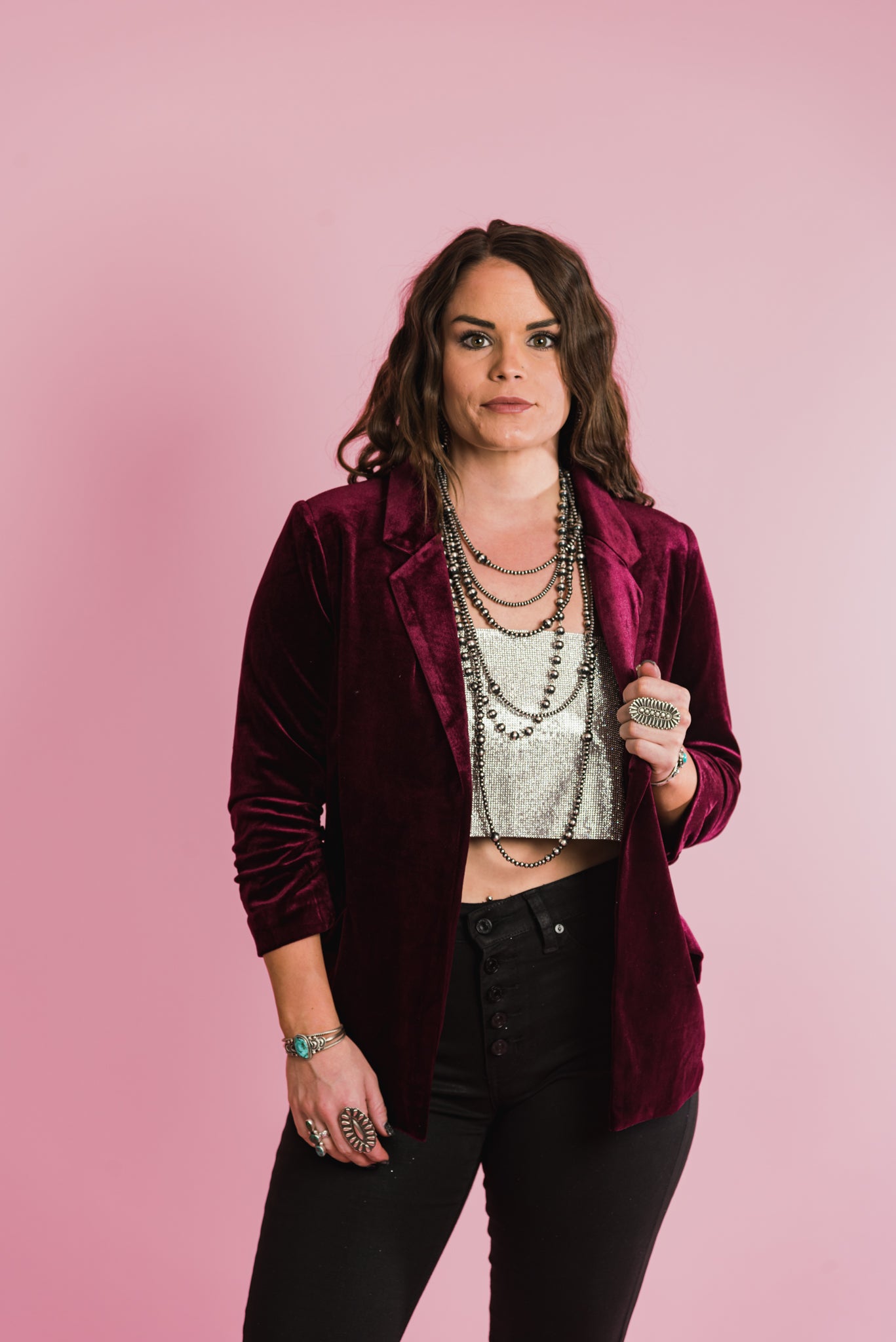 Burgundy velvet deals blazer womens