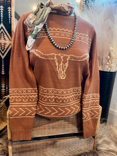 The Longhorn Ranch Sweater - Cinnamon