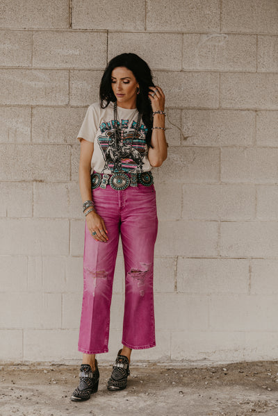 Bold Glamour Pink Tomboy Crop Jeans by Ariat