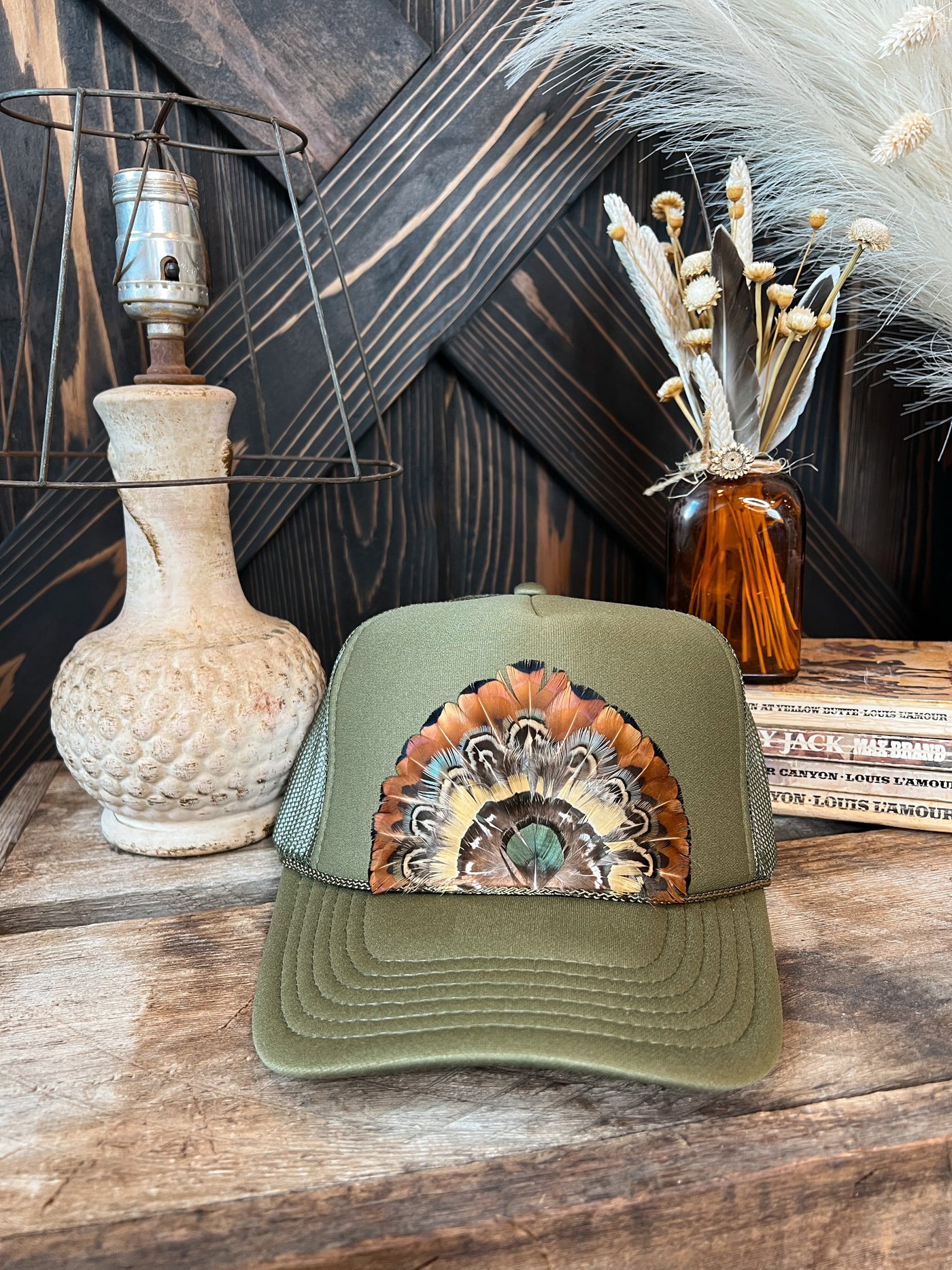 Olive Wilson Feather Trucker Hat - Opt. 6