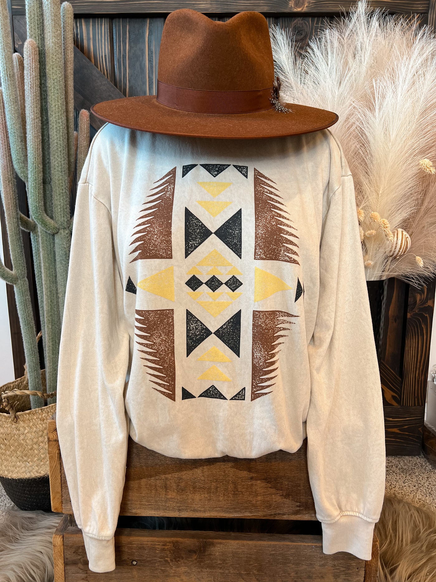 Modesto Aztec Sweatshirt - Mineral Oatmeal