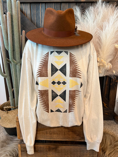 Modesto Aztec Sweatshirt - Mineral Oatmeal