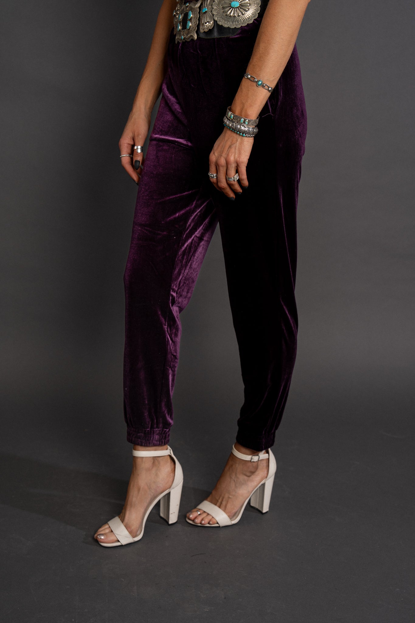 Victoria Velvet Joggers - Plum Purple