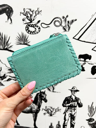 Boot Stitch Card Holder - Turquoise