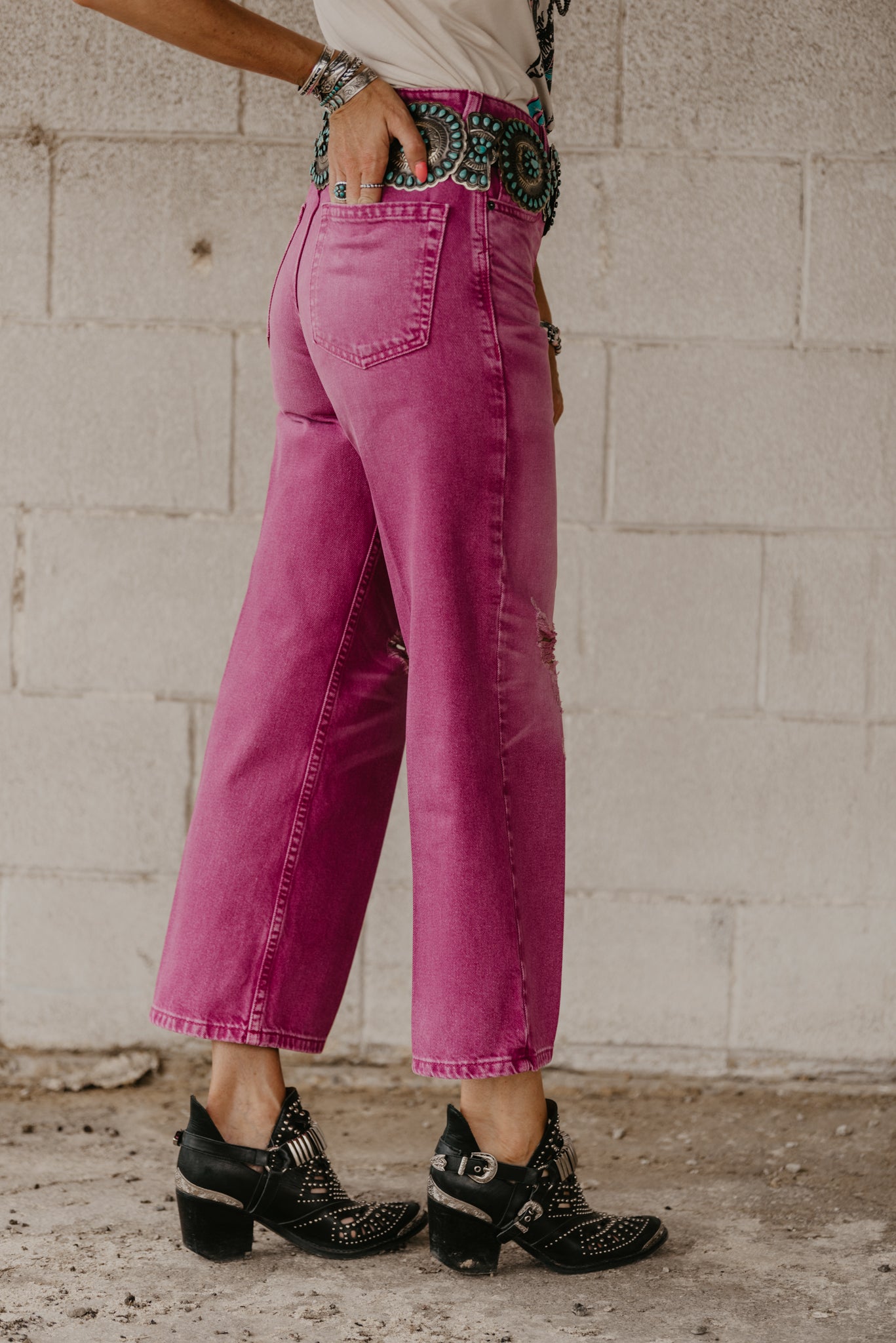 Bold Glamour Pink Tomboy Crop Jeans by Ariat