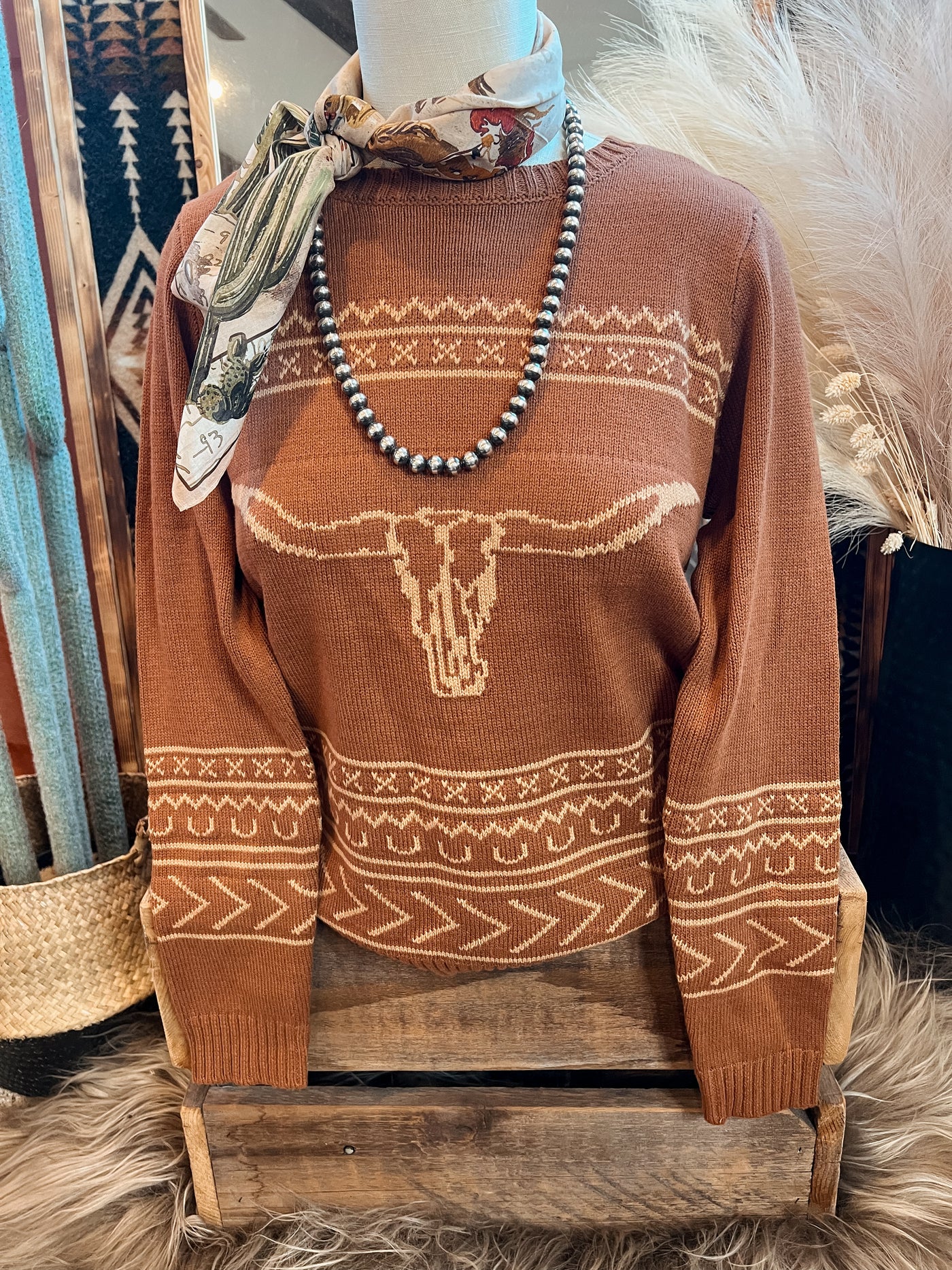 The Longhorn Ranch Sweater - Cinnamon