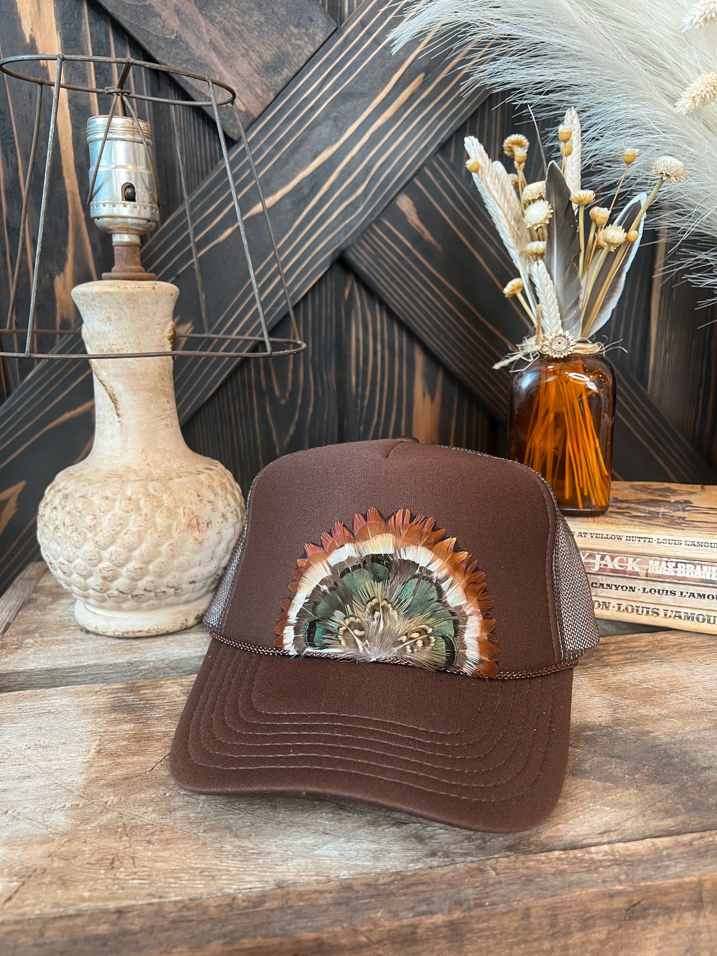 Brown Wilson Feather Trucker Hat - Opt. 9