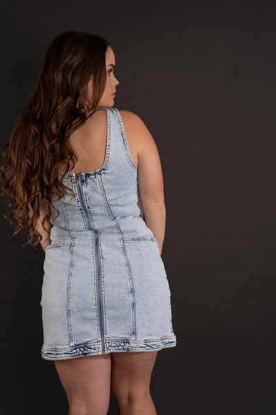 Buckle Me Up Dress - Denim