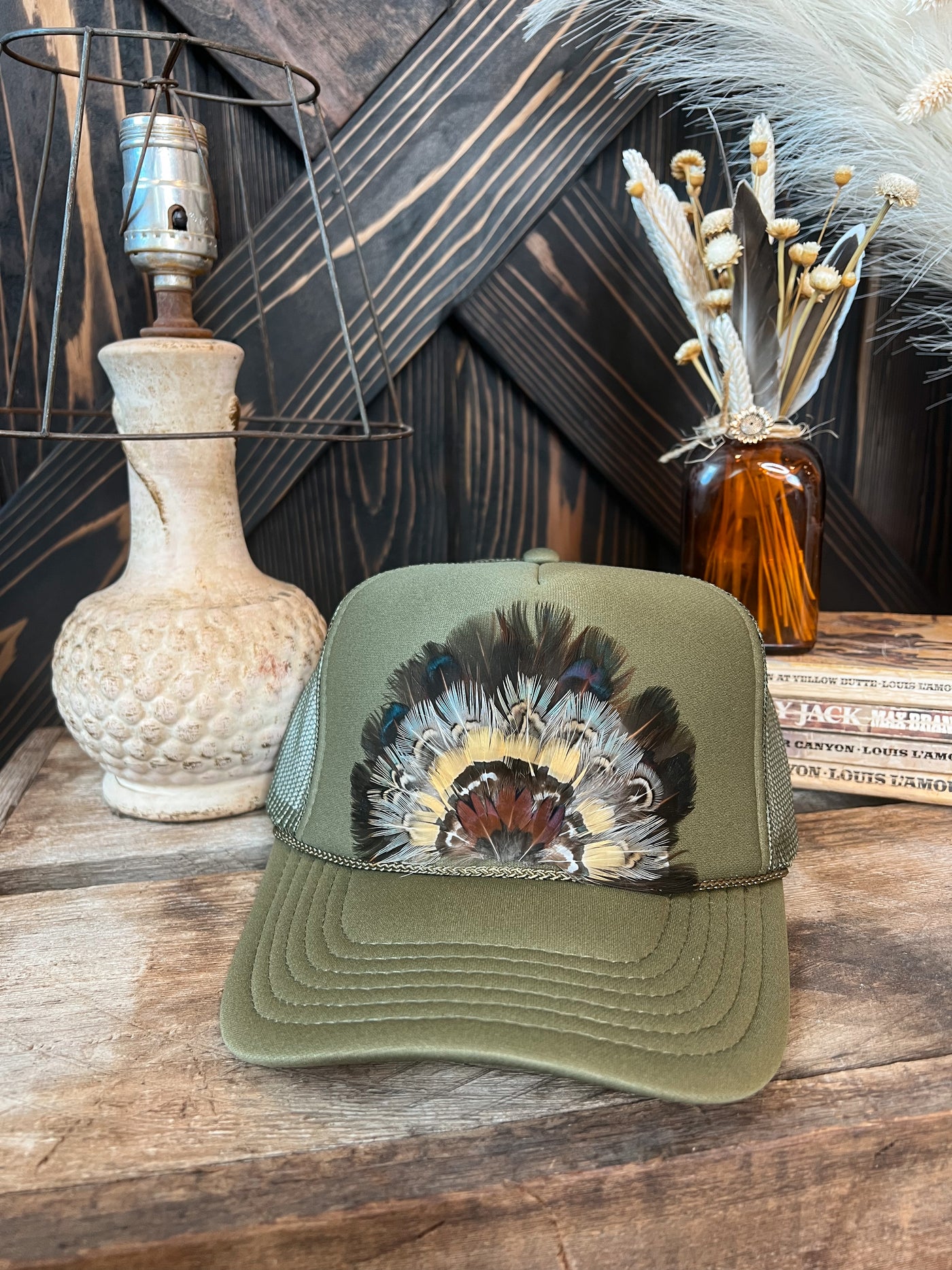 Olive Wilson Feather Trucker Hat - Opt. 8