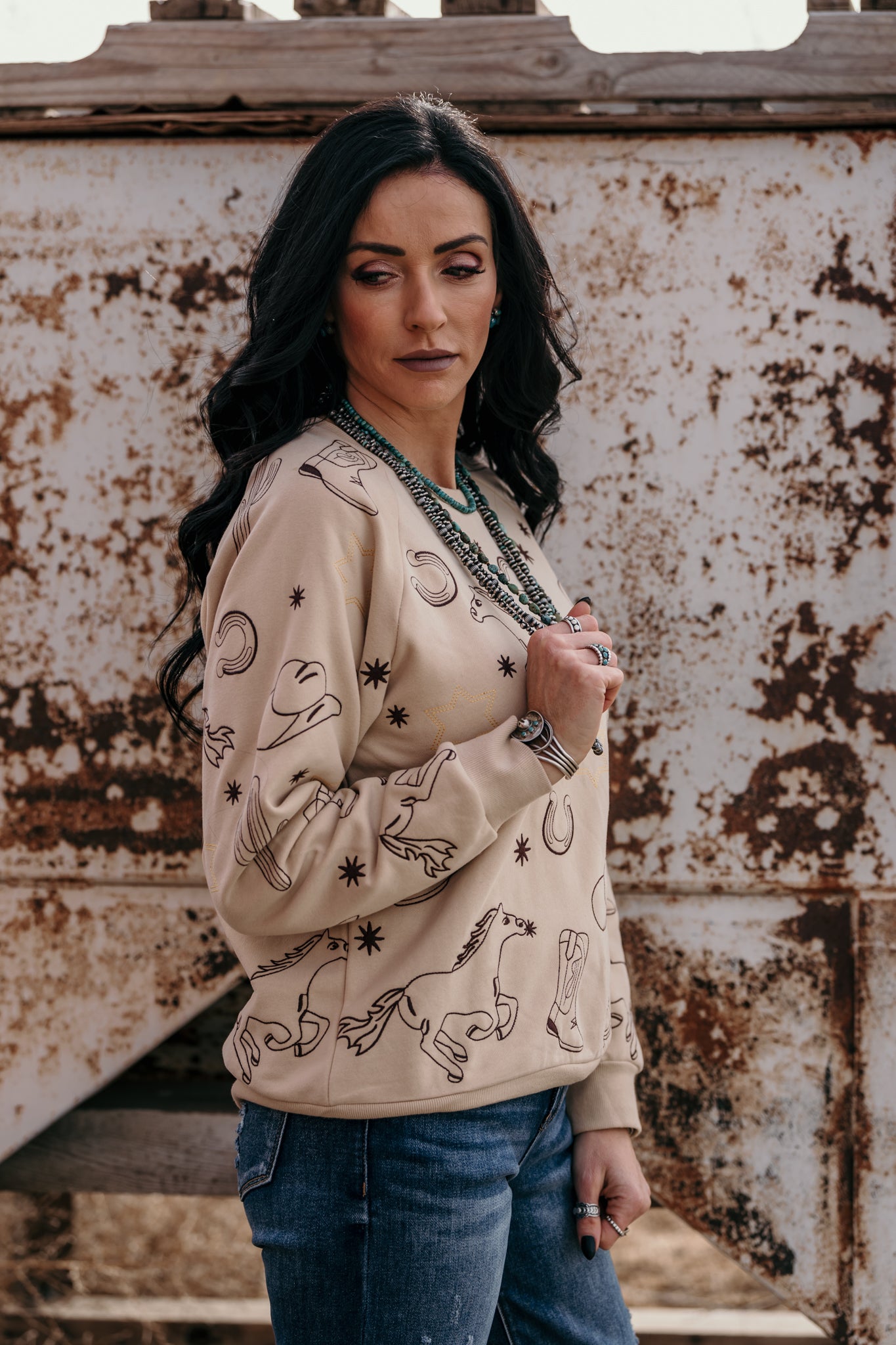 Western Babe Embroidered Sweatshirt