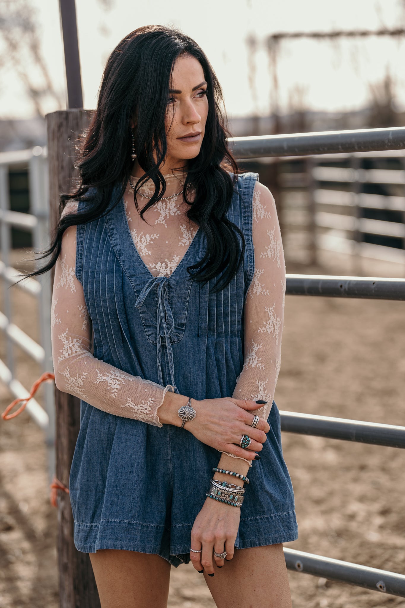 Cimarron Sheer Lace Top - Beige