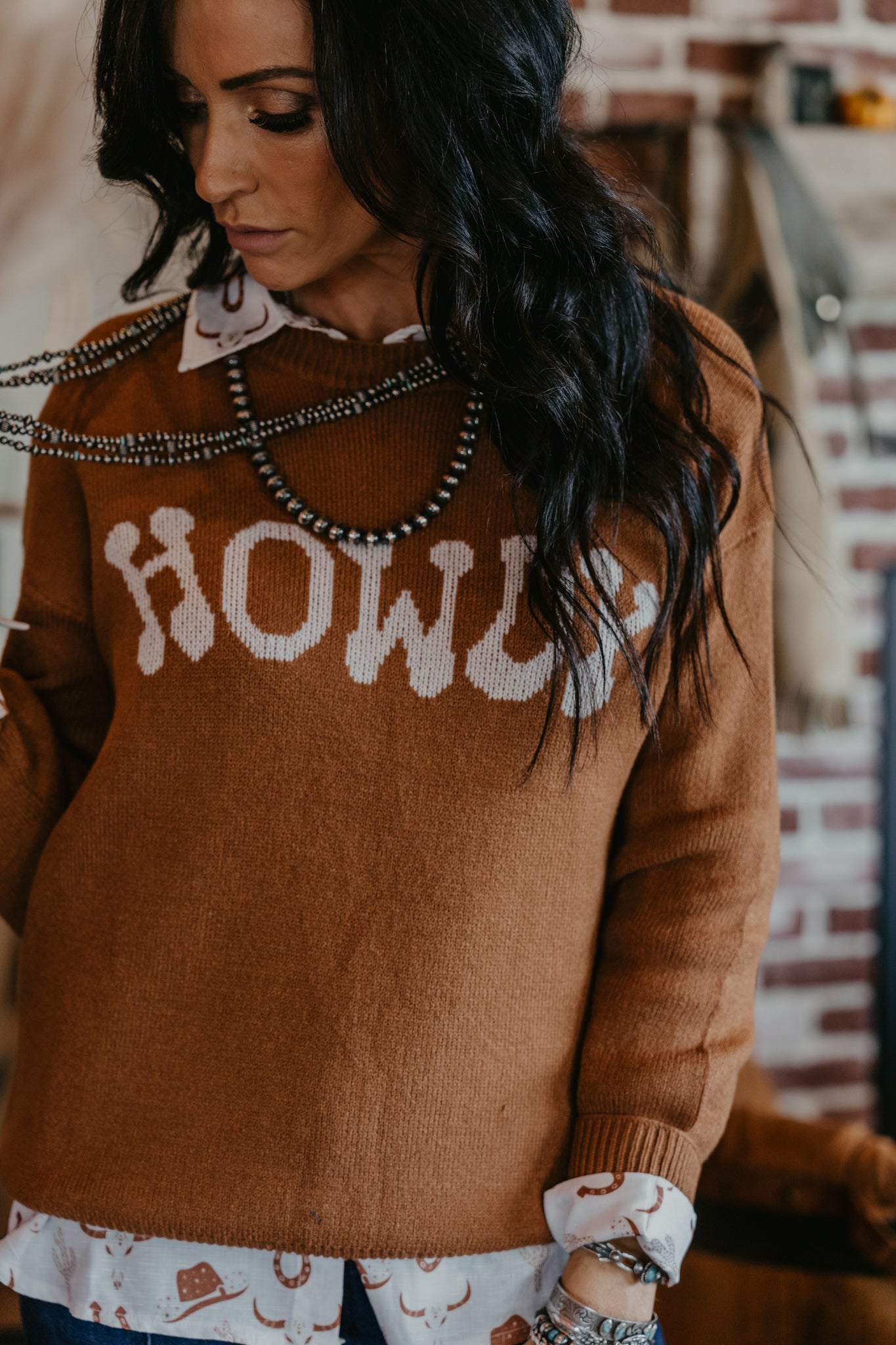 Howdy Knit Sweater - Rust