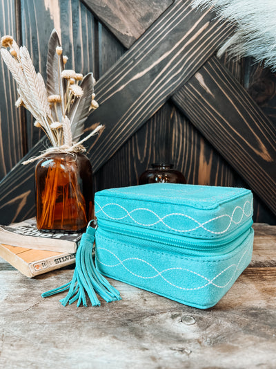 Boot Stitch Travel Case - Square Turquoise