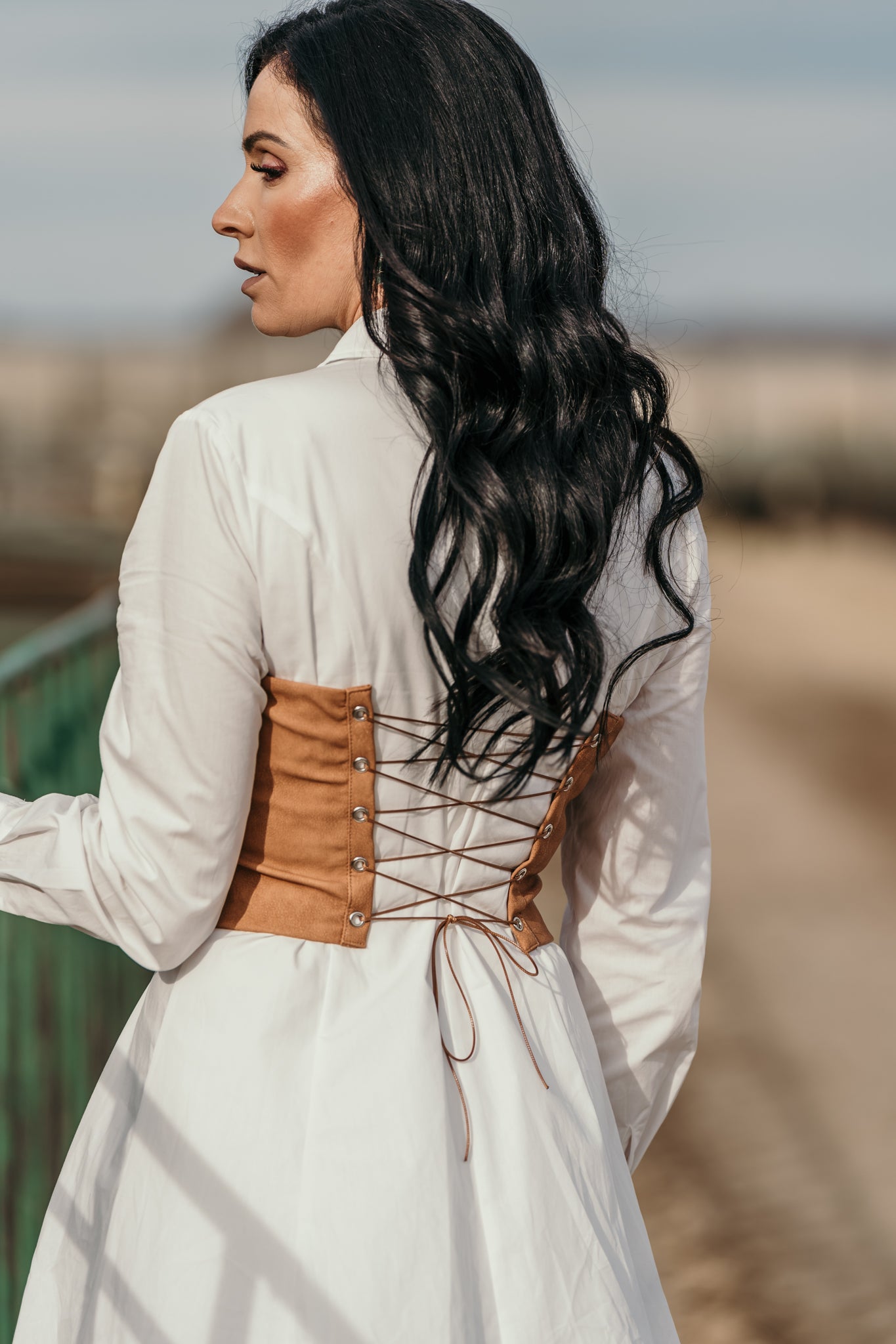 Cowgirl Stitched Corset Top - Tan