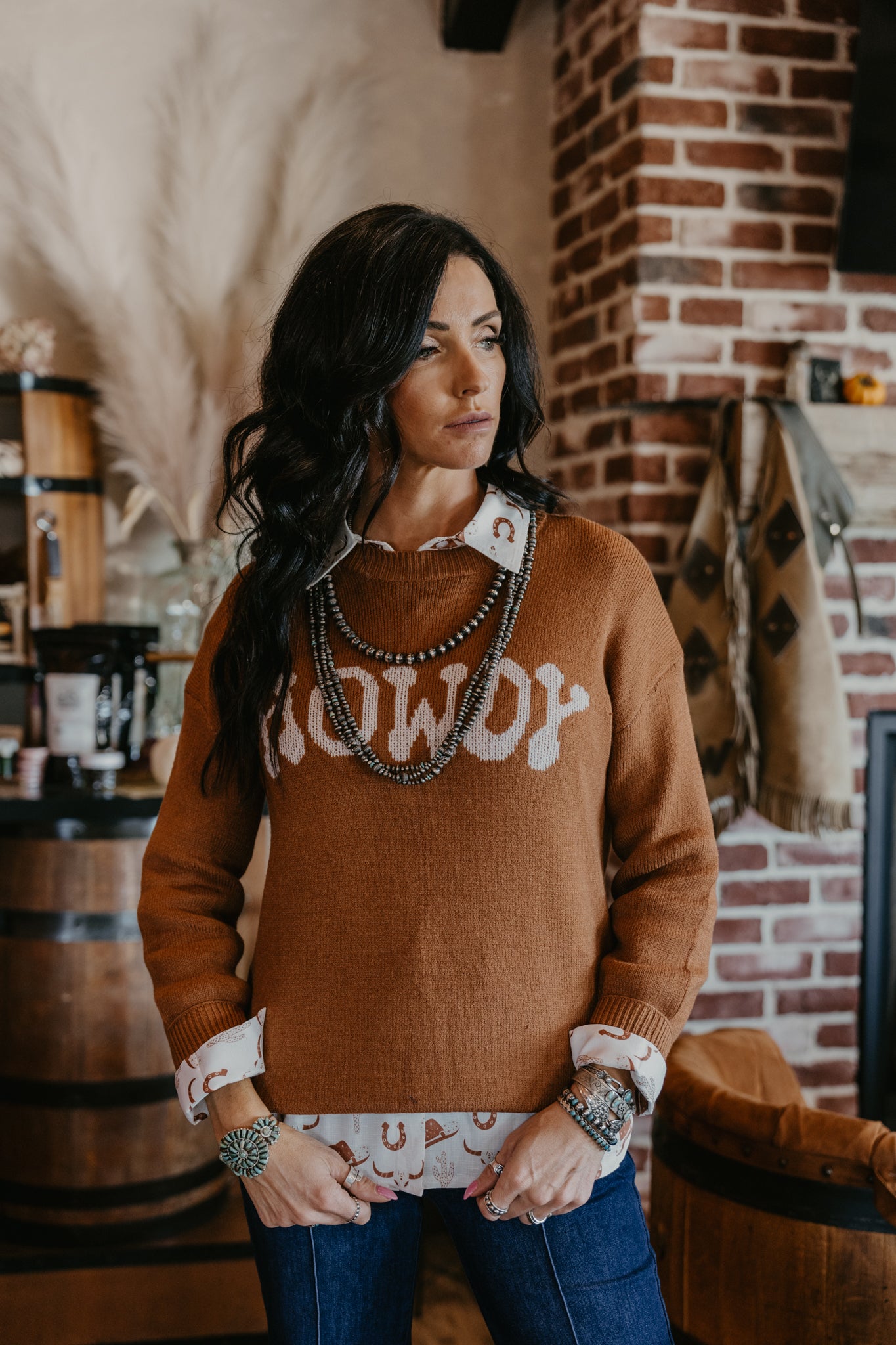 Howdy Knit Sweater - Rust