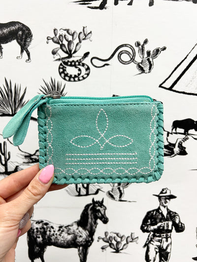 Boot Stitch Card Holder - Turquoise