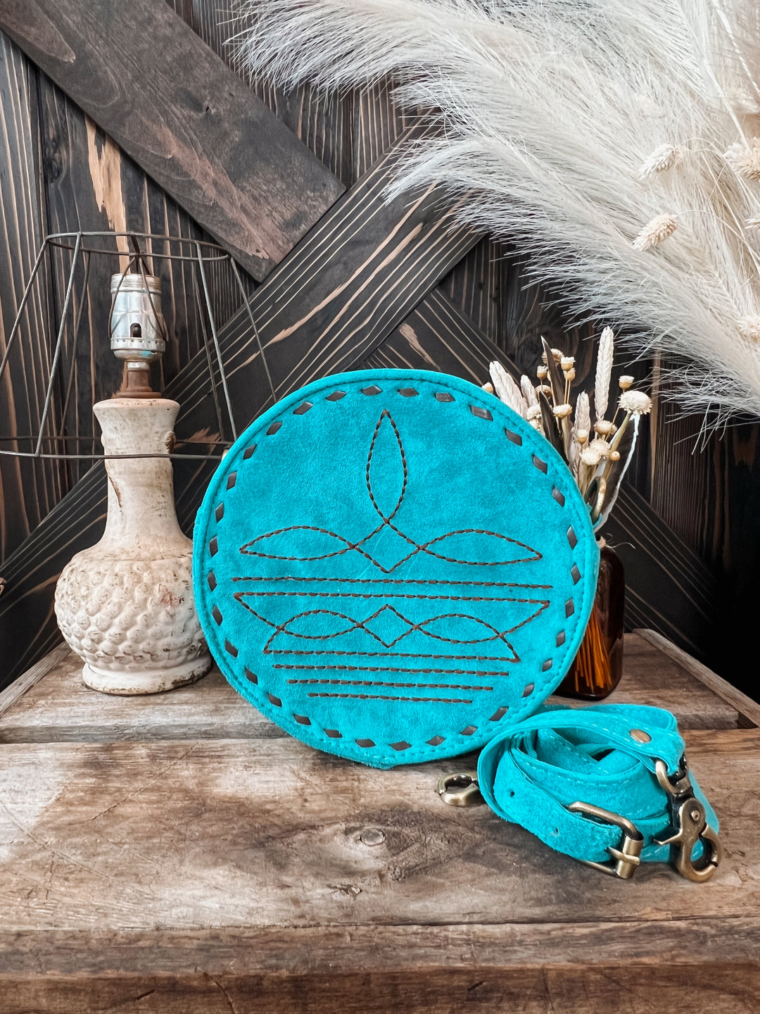 Chantel Boot Stitch Canteen Purse Turquoise