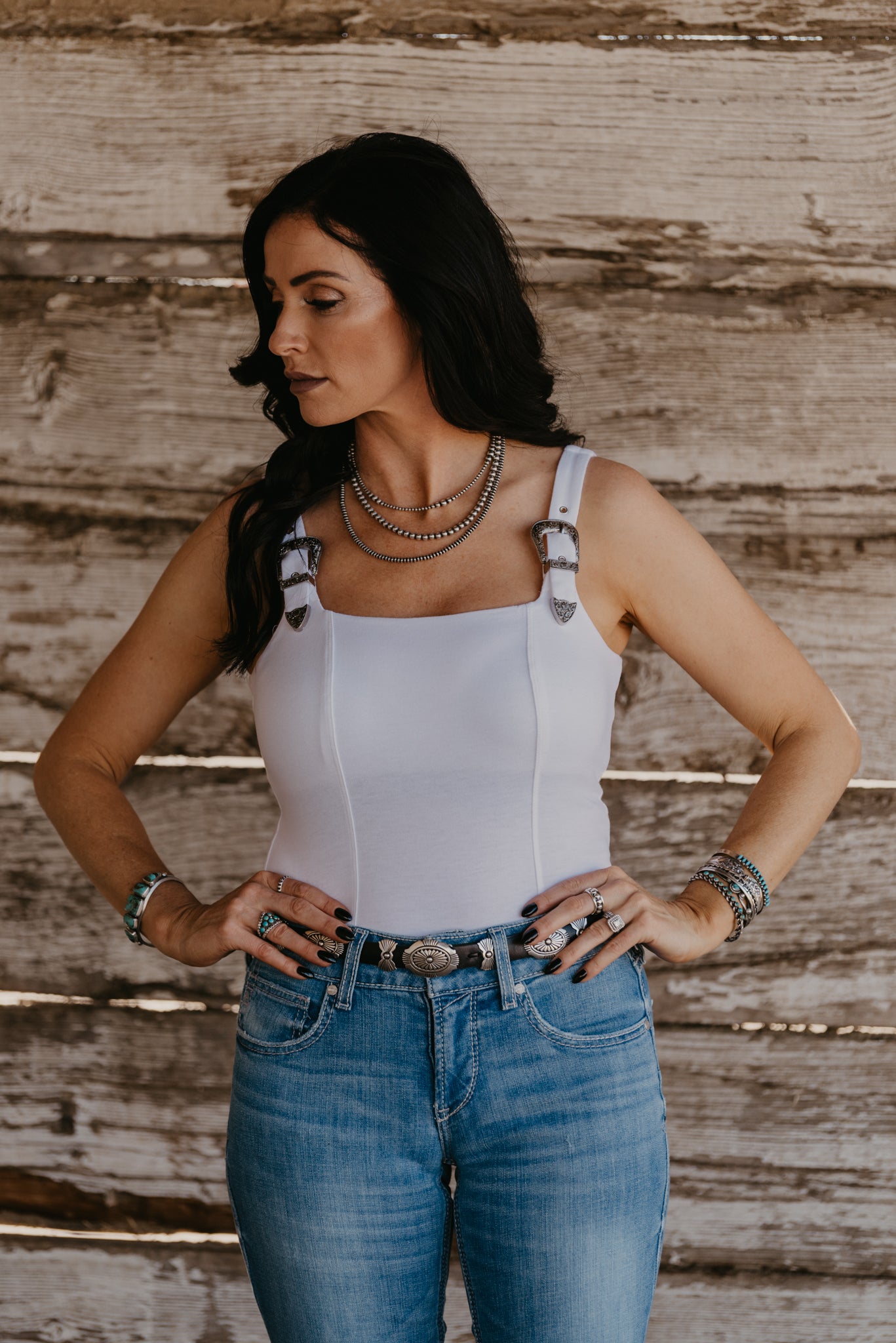 Salinas Buckle Tank Top - White