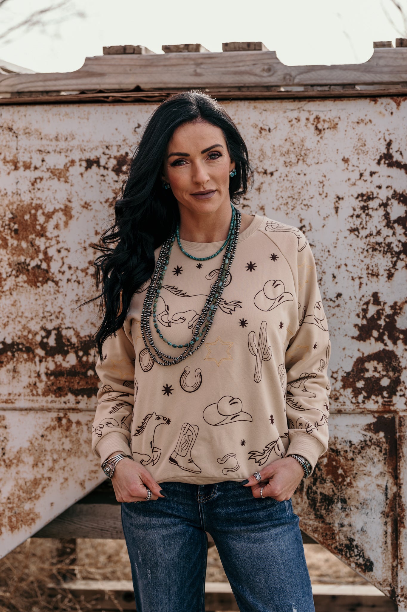 Western Babe Embroidered Sweatshirt