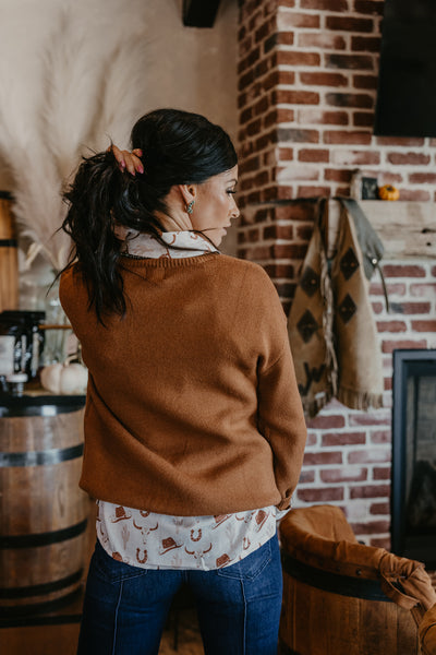 Howdy Knit Sweater - Rust