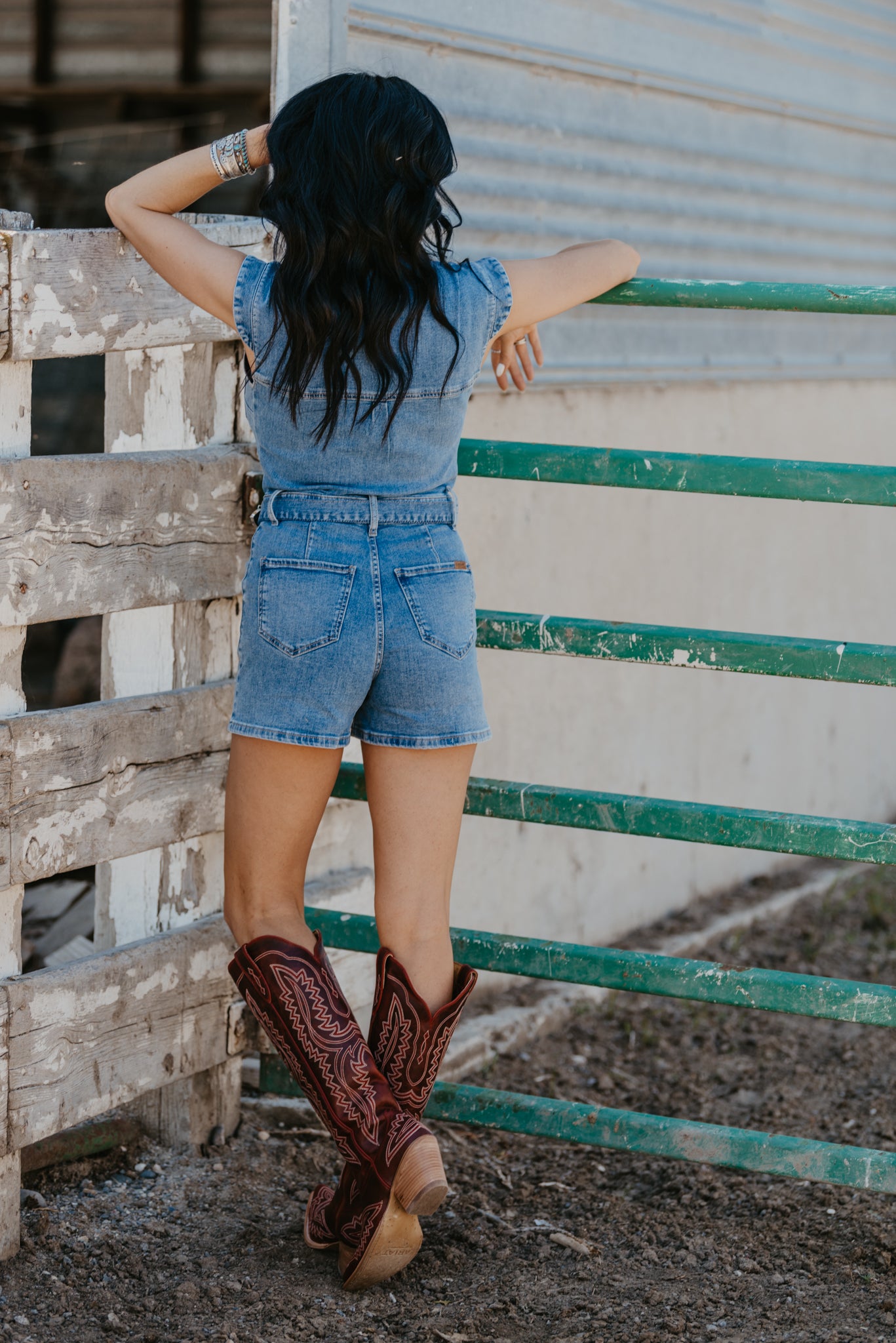 Denim Darlene Buckle Romper