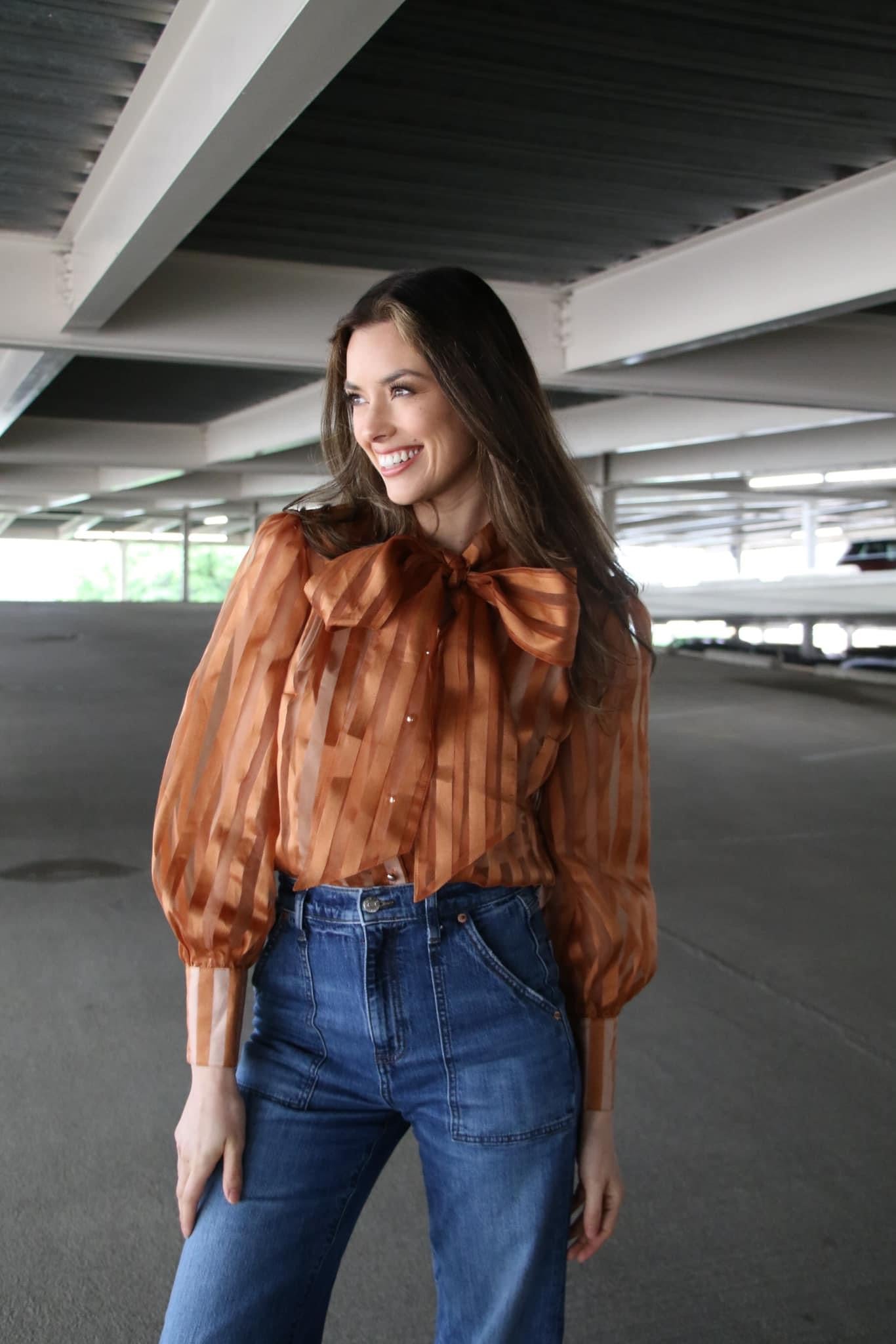 Bow Girl Blouse - Rust