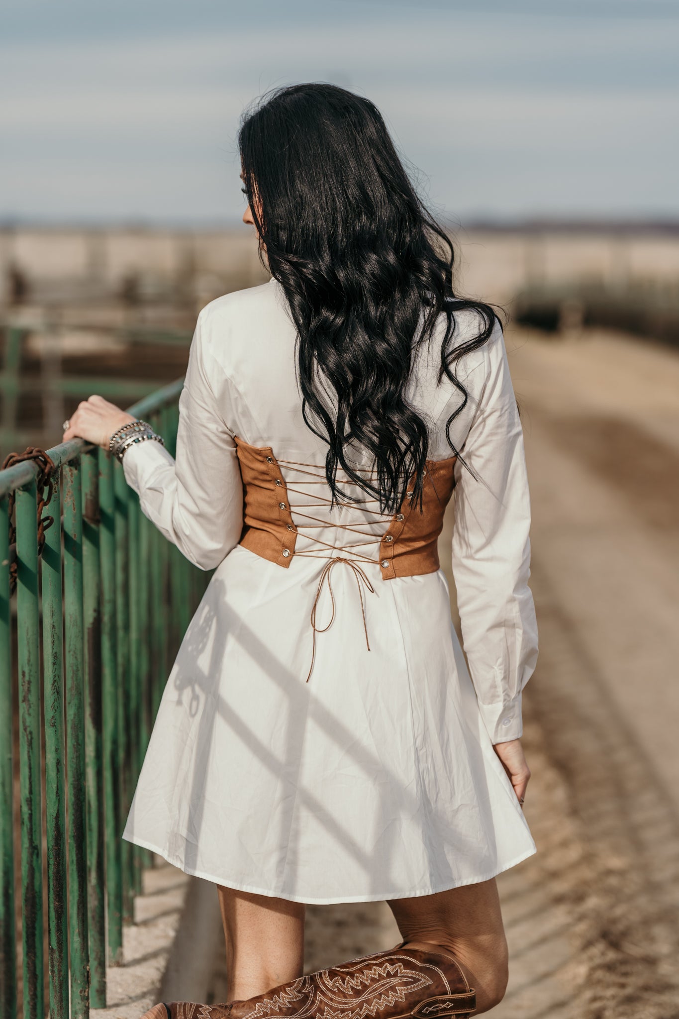 Cowgirl Stitched Corset Top - Tan