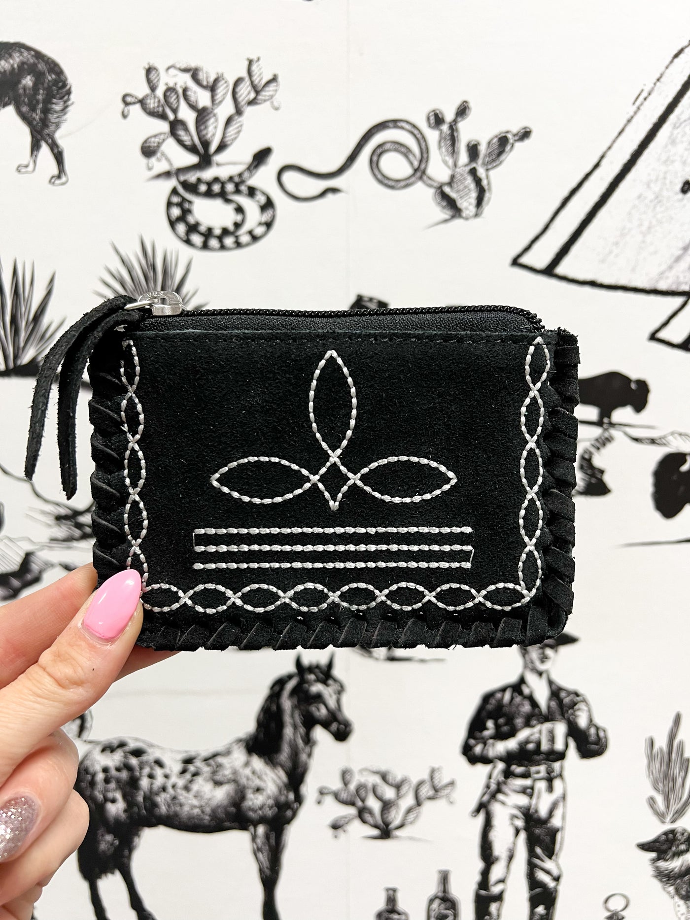 Boot Stitch Card Holder - Black