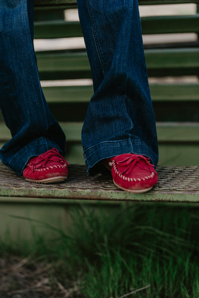 The Kilty Moccasin - Cherry Red