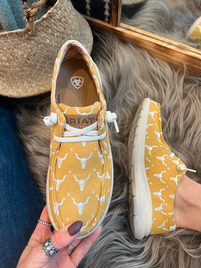 The Hilo Doodle Sneaker by Ariat - Mustard Steer Heads