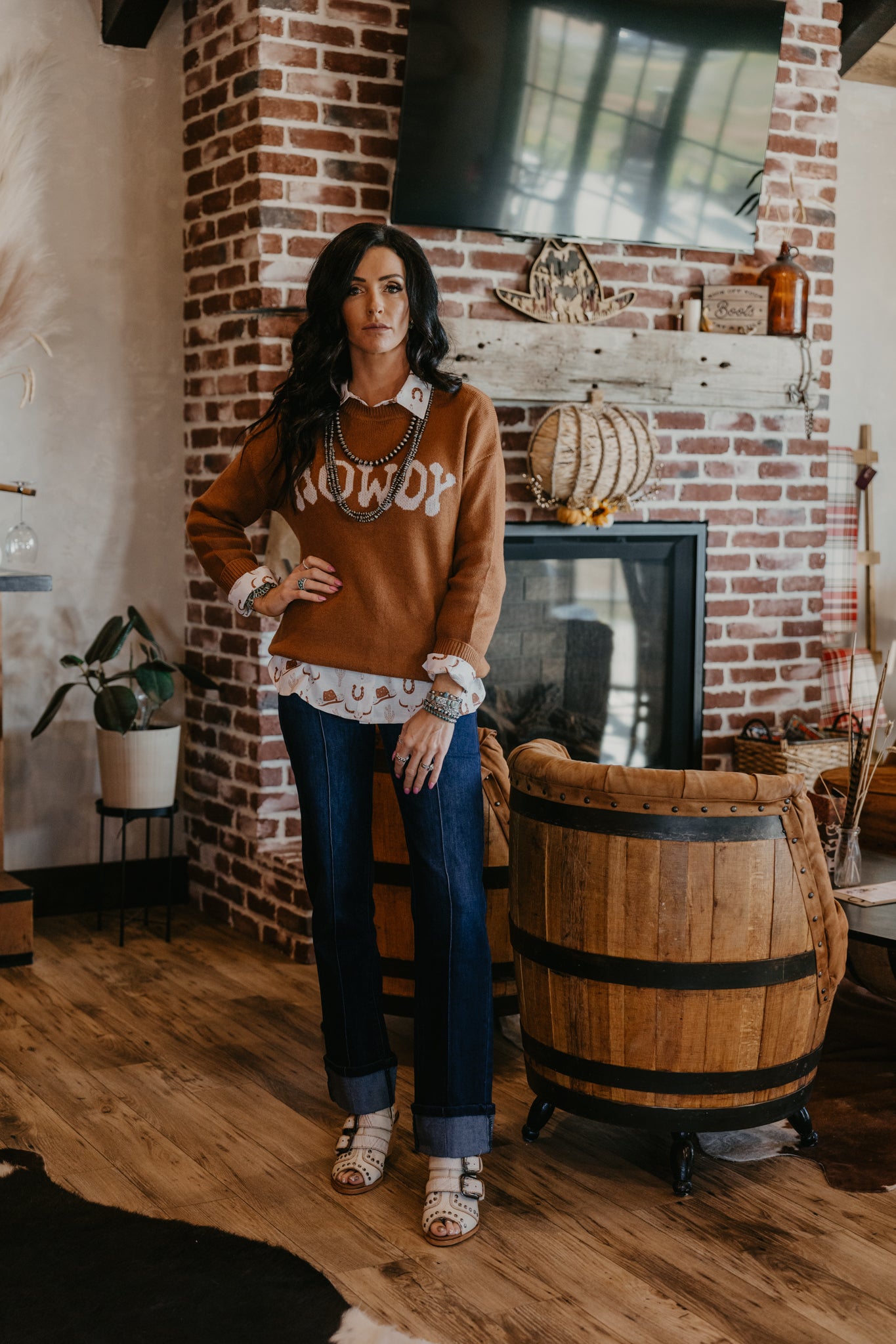 Howdy Knit Sweater - Rust