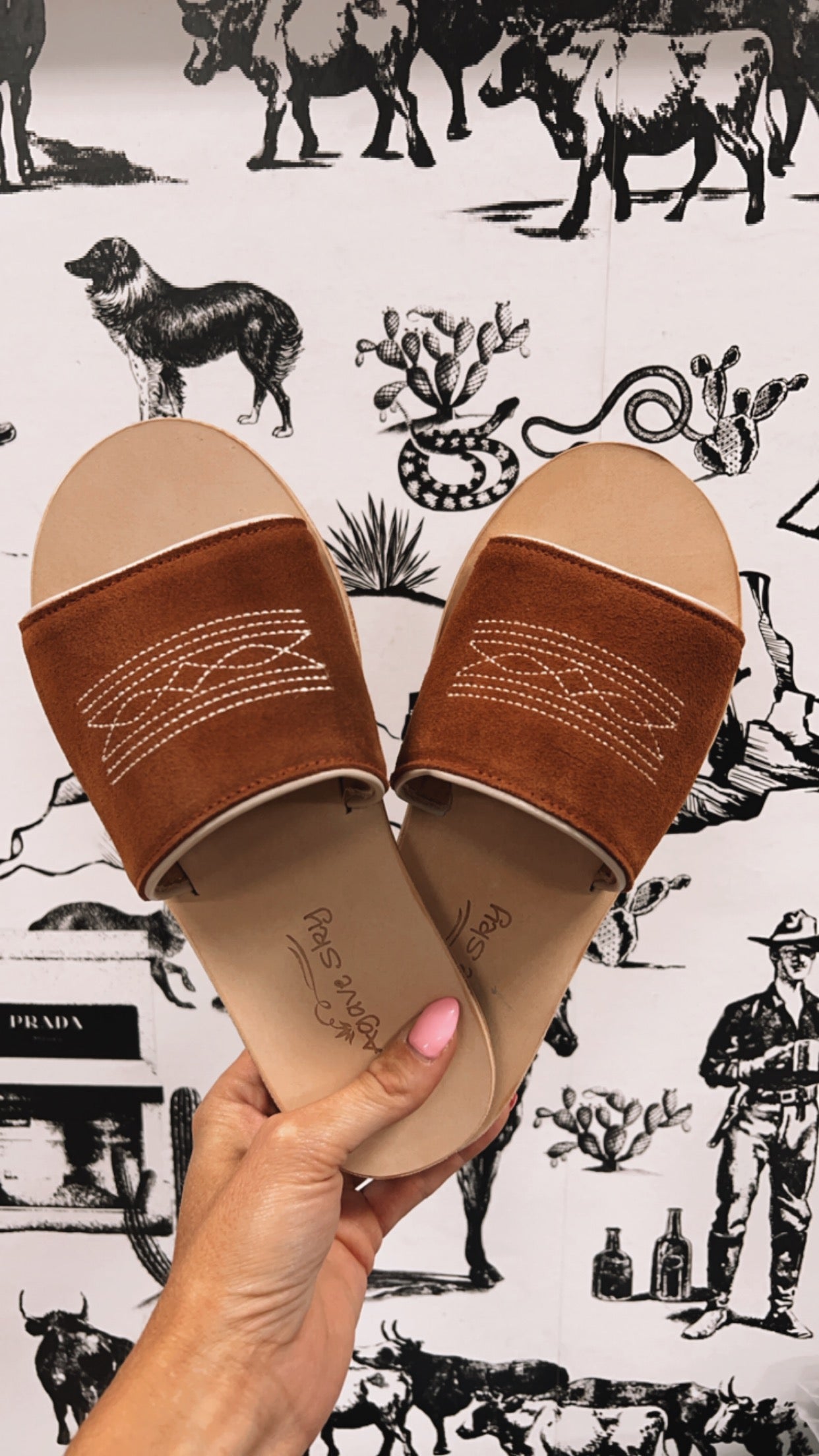 Nadia Slides - Rust Suede & Cream