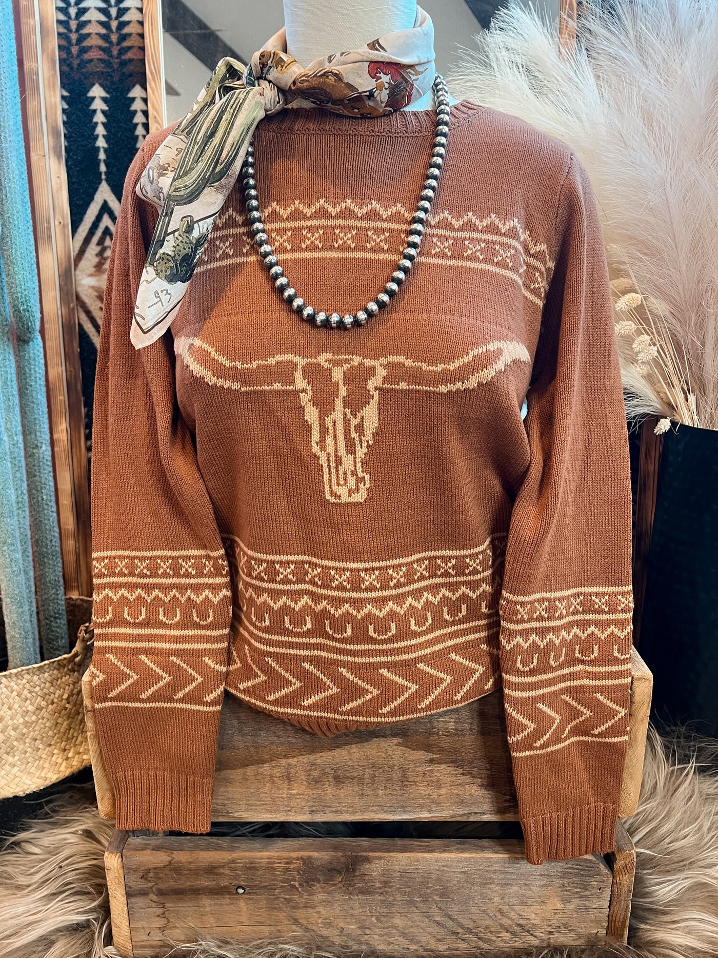 The Longhorn Ranch Sweater - Cinnamon