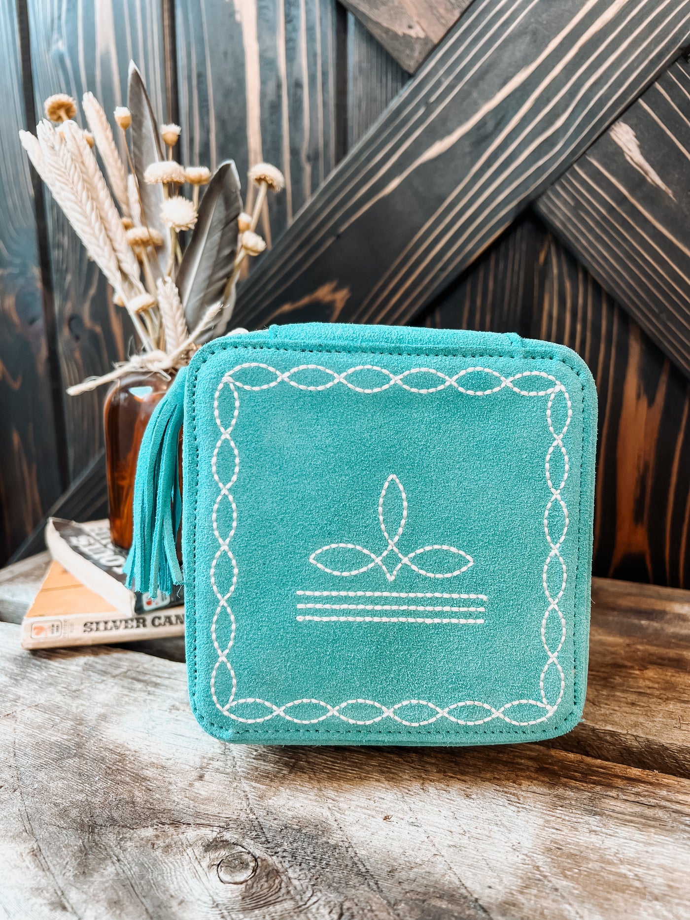 Boot Stitch Travel Case - Square Turquoise