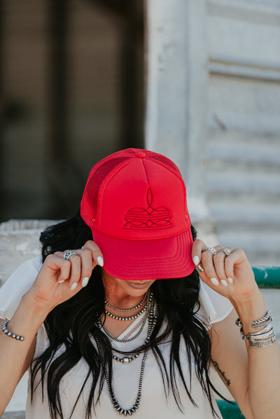 Boot Stitch Trucker Hat - Red/Black