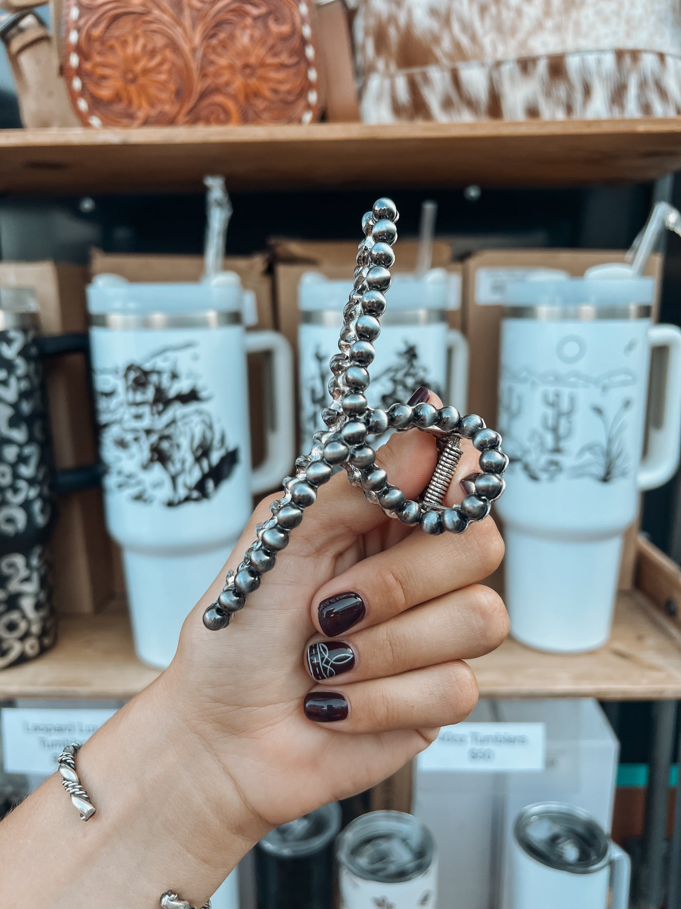 Navajo Pearl Claw Clip - Silver