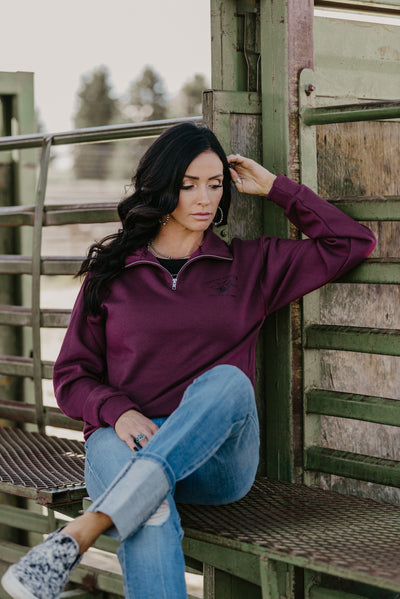 Big Loop Quarter Zip - Burgundy