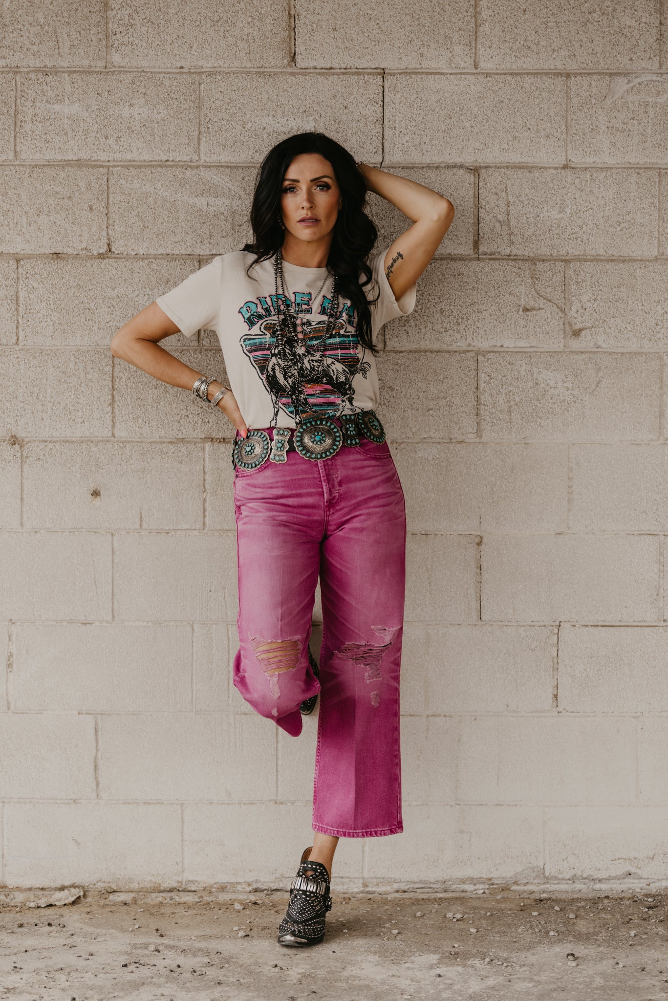 Bold Glamour Pink Tomboy Crop Jeans by Ariat