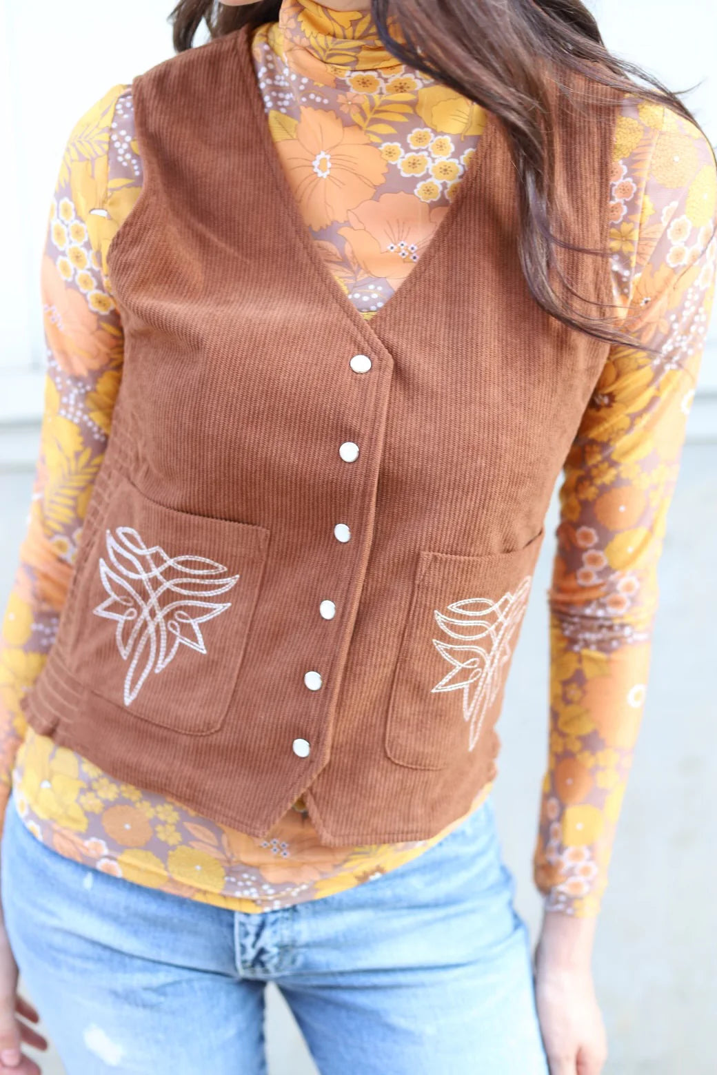 Lainey Boot Stitch Corduroy Vest