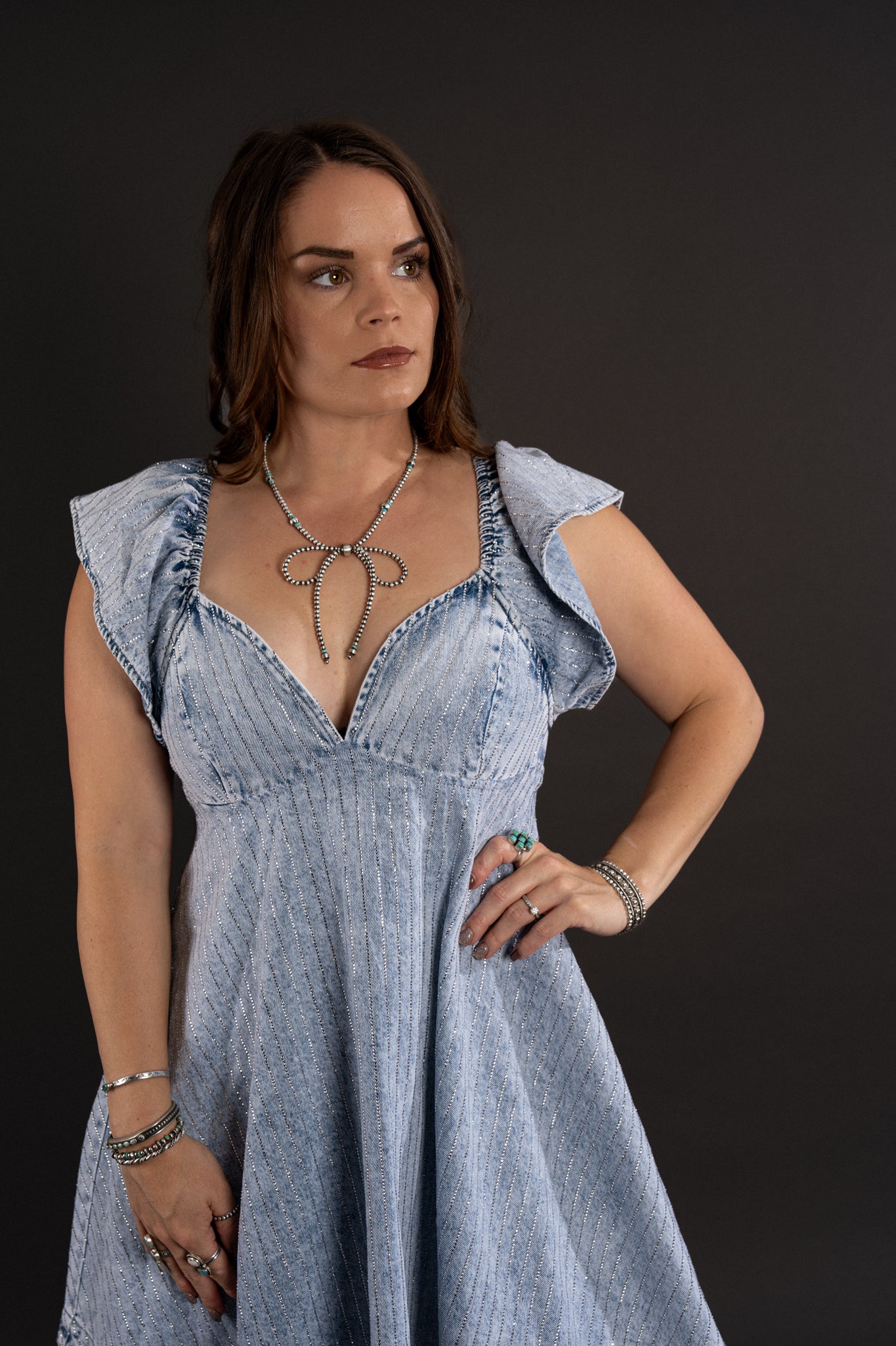 Karleigh Embellished Denim Dress