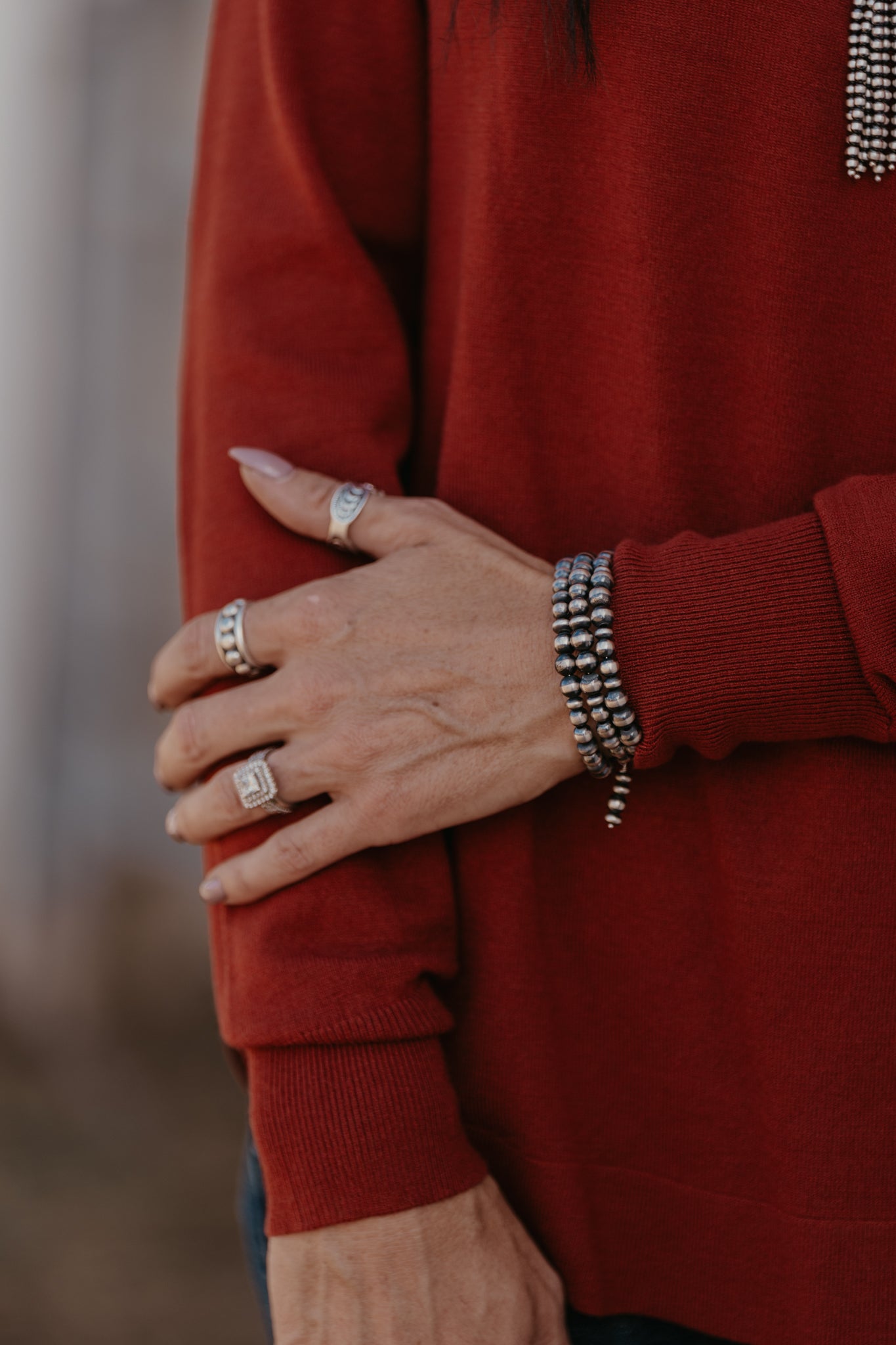 Sundown Navajo Pearl Wrap Bracelet - Silver