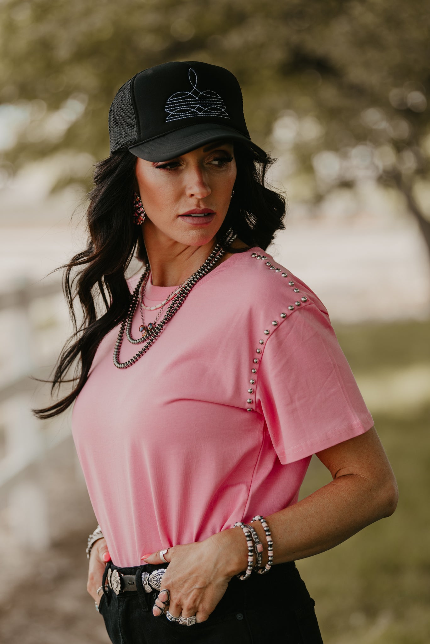 The Lauren Studded Top - Pink