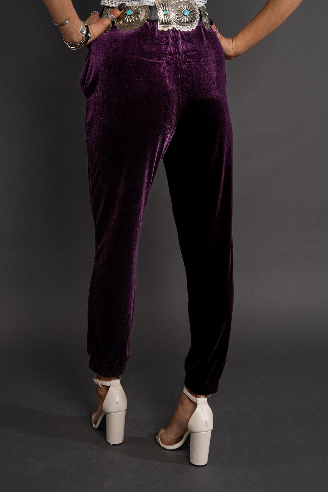 Victoria Velvet Joggers - Plum Purple