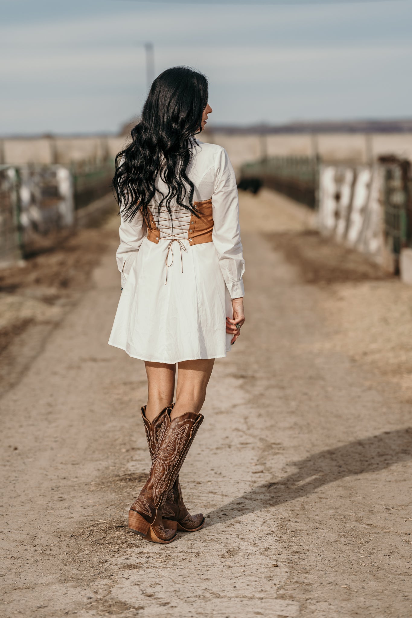 Cowgirl Stitched Corset Top - Tan