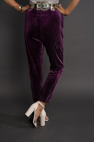 Victoria Velvet Joggers - Plum Purple