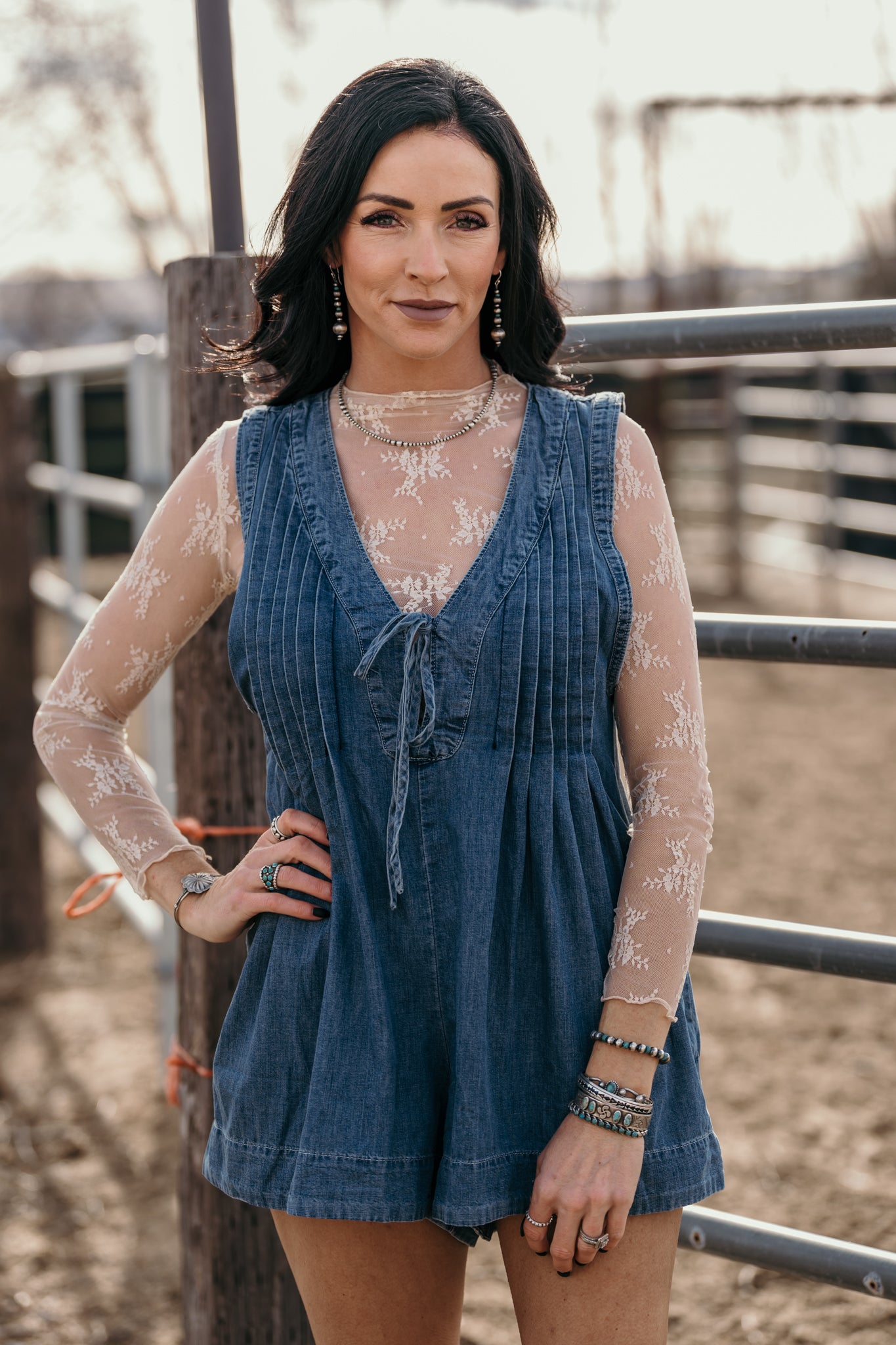 Cimarron Sheer Lace Top - Beige