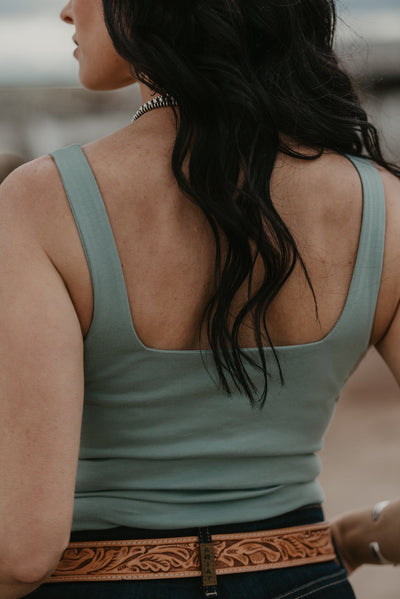 Salinas Buckle Tank Top - Sage