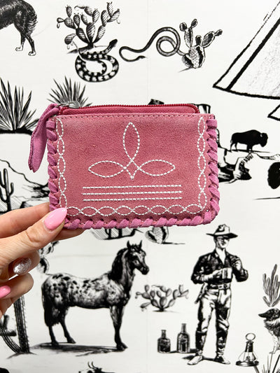 Boot Stitch Card Holder - Pink