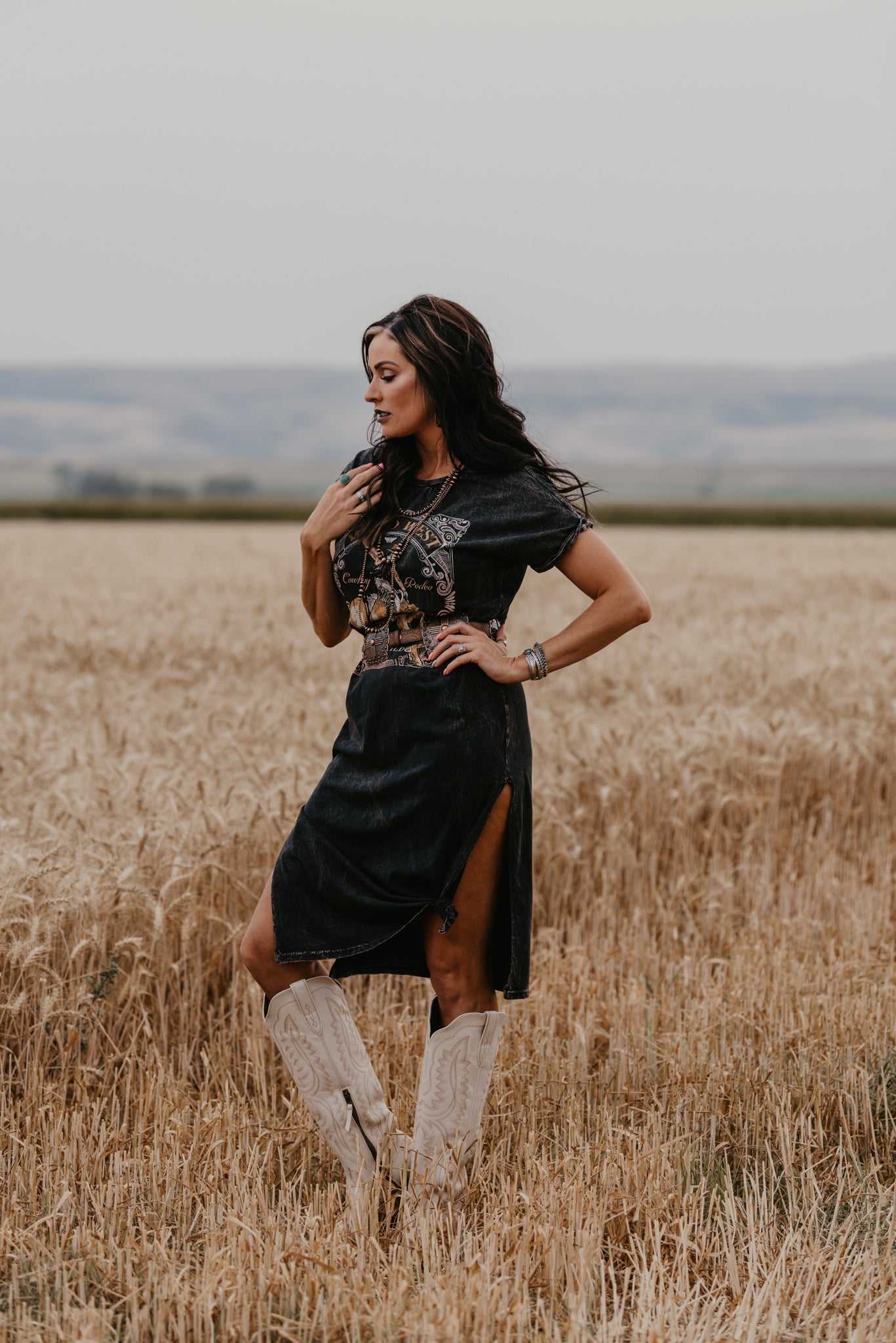 Cowboy Rodeo Maxi T-Shirt Dress