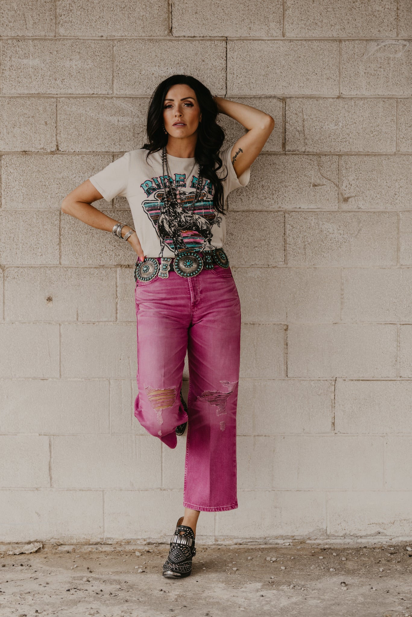 Bold Glamour Pink Tomboy Crop Jeans by Ariat